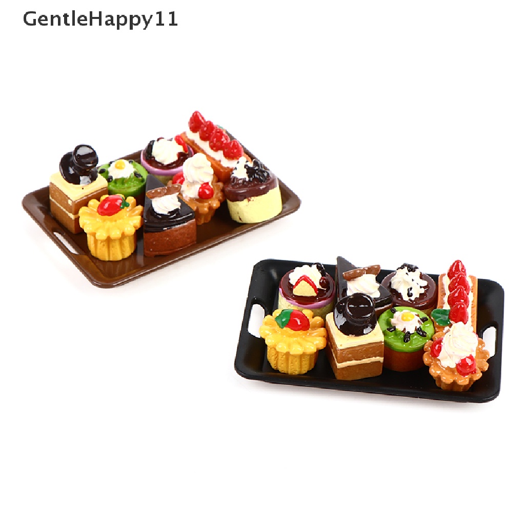 Gentlehappy Mainan Miniatur Kue 1 / 12 + 8 Cake Untuk Aksesoris Dapur Rumah Boneka