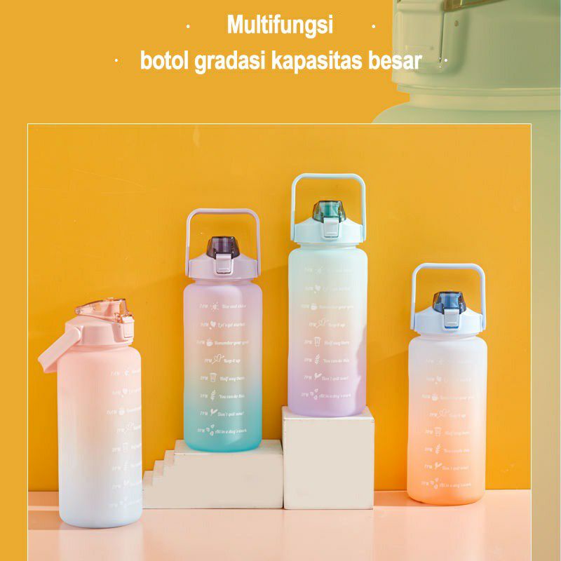 botol minum motivasi 2000ml botol viral 2L gradasi