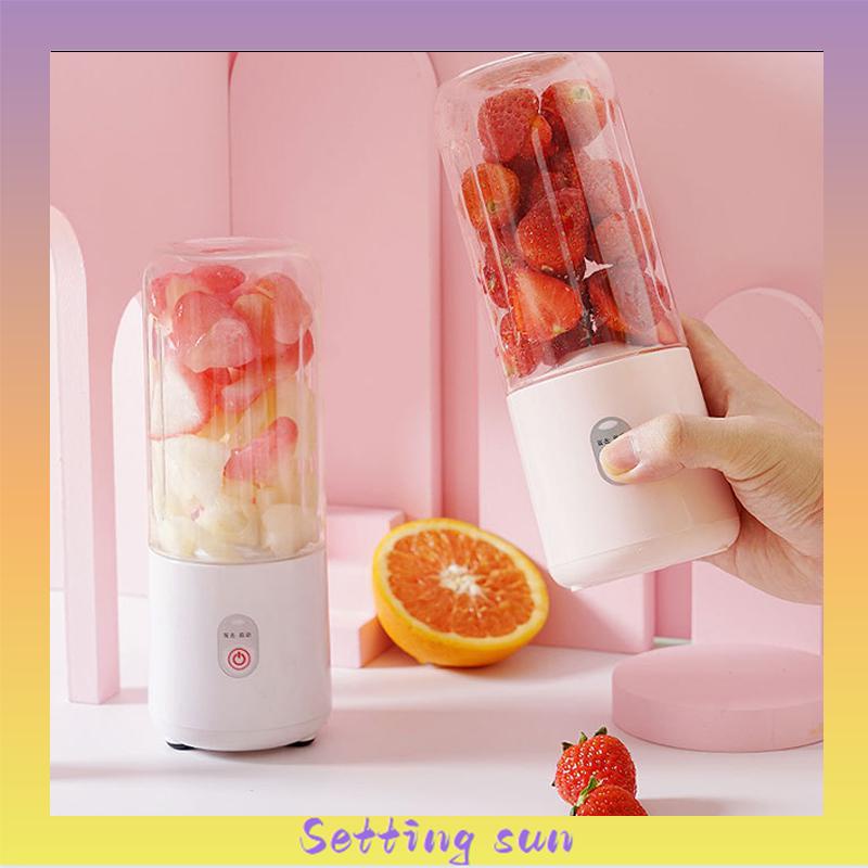 Juicer Portable USB 410ML Mini Juicer Multifungsi 4 Mata Pisau Kaca menebal cangkir TN