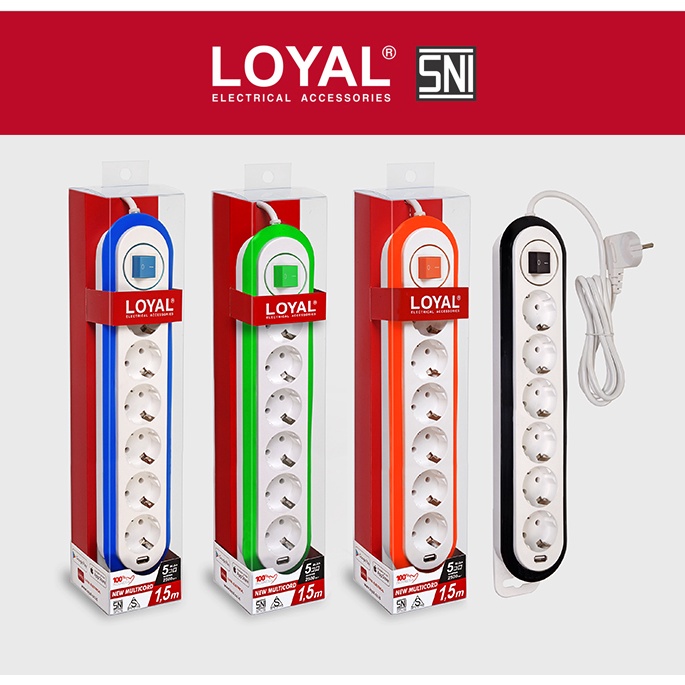 Stop Kontak Loyal 6 Lubang /Stop Kontak Loyal 4 Lubang / Stop Kontak 4 Lubang / Stop Kontak 6 Lubang / Stop Kontak / Stop Kontak LY-266USB / Stop Kontak Loyal / Stop Kontak 6Lubang + 1Saklar + 1USB Charger + Kabel 1,5m Loyal LY266U