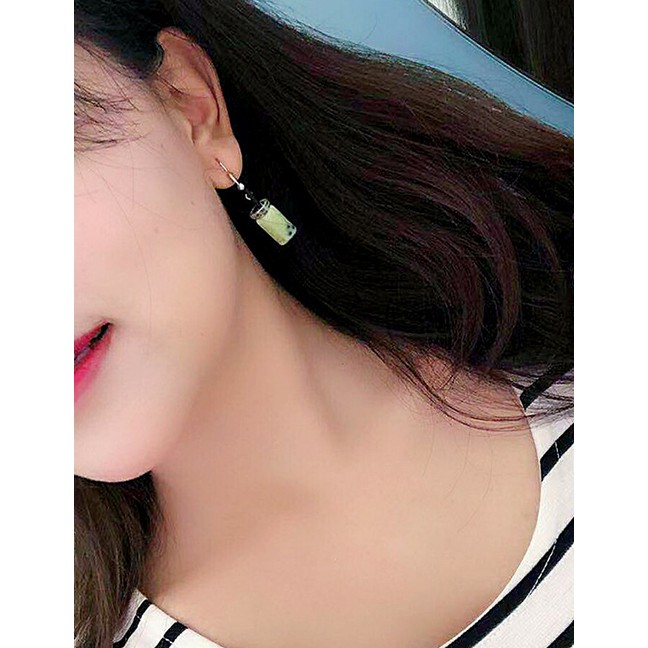 LRC Anting Gantung Fashion Pearl Milk Tea Earrings F8799X