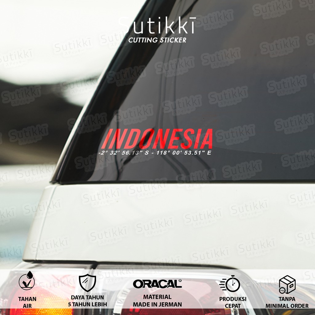 Sutikki | Cutting Sticker Indonesia Kordinat Cordinate Stiker Vinyl Decal Mobil Motor - Seri NKRI