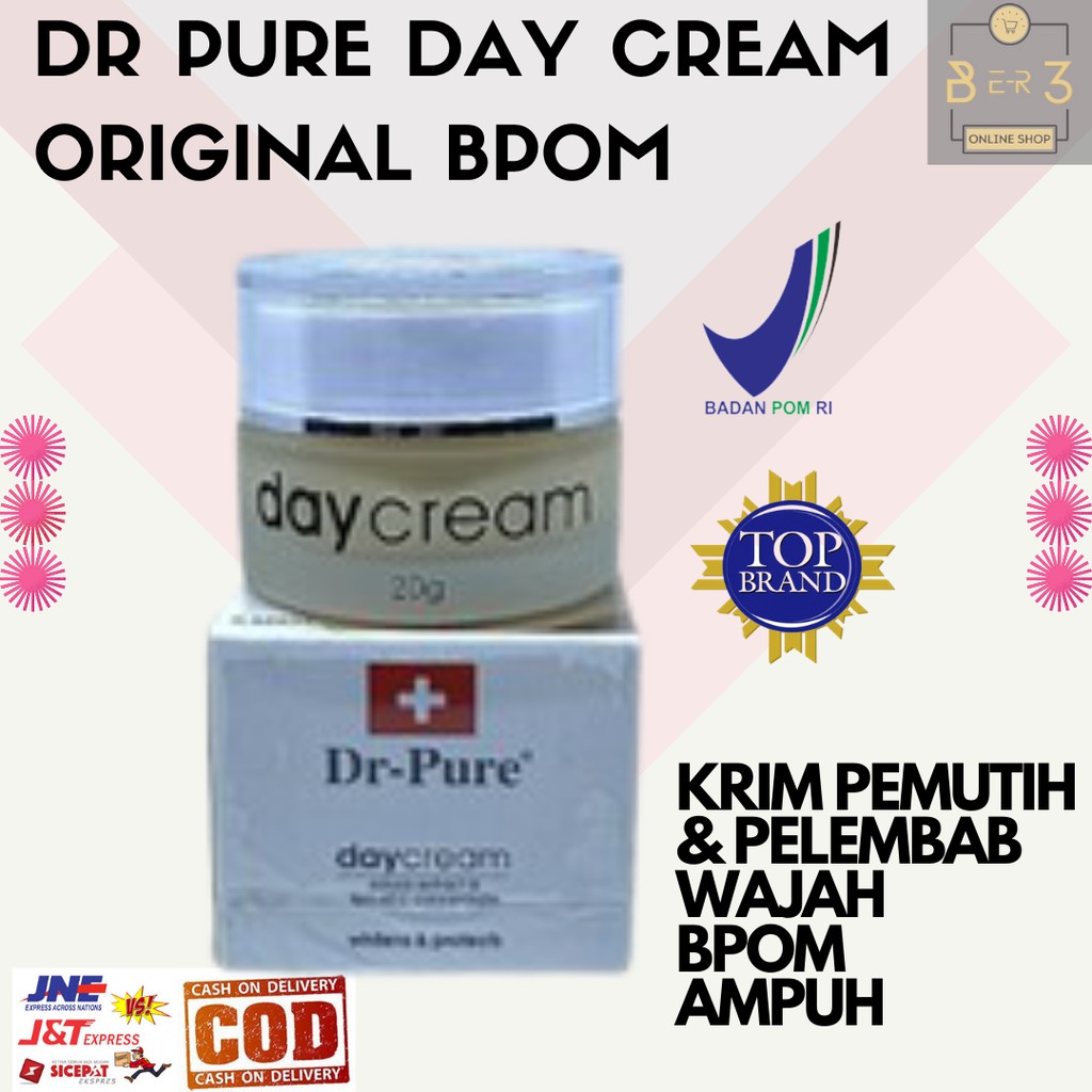 DR PURE DAY CREAM ORIGINAL BPOM PELEMBAB WAJAH KRIM PEMUTIH WAJAH PENGHILANG FLEK HITAM MUKA GLOWING