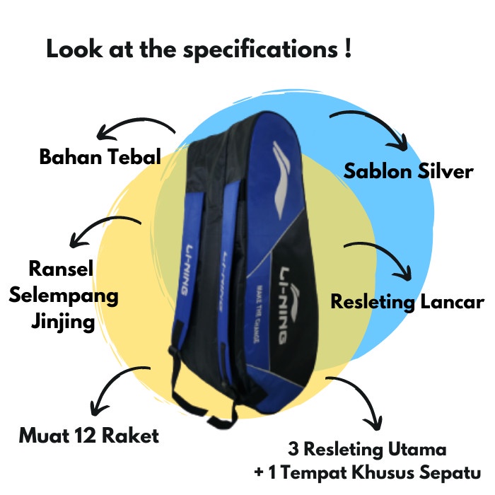 PROMO TAS RAKET BADMINTON YONEX 3 RESLETING DOLBY T415T