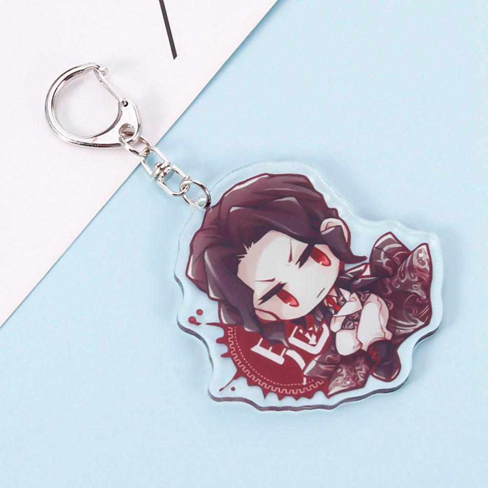 QUINTON Gantungan Kunci Demon Slayer Kreatif Model Patung Akrilik Kimetsu No Yaiba Miniatur Kyoujurou Key Ring