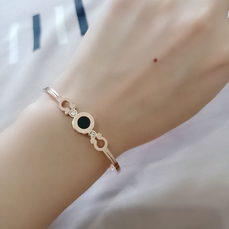 (COD) gelang bangle wanita kualitas bagus bahan titanium tidak luntur mawar emas impor murah