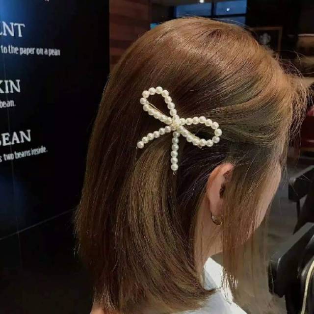 Jepit rambut model pita dengan mutiara lucu harga termurah!!!