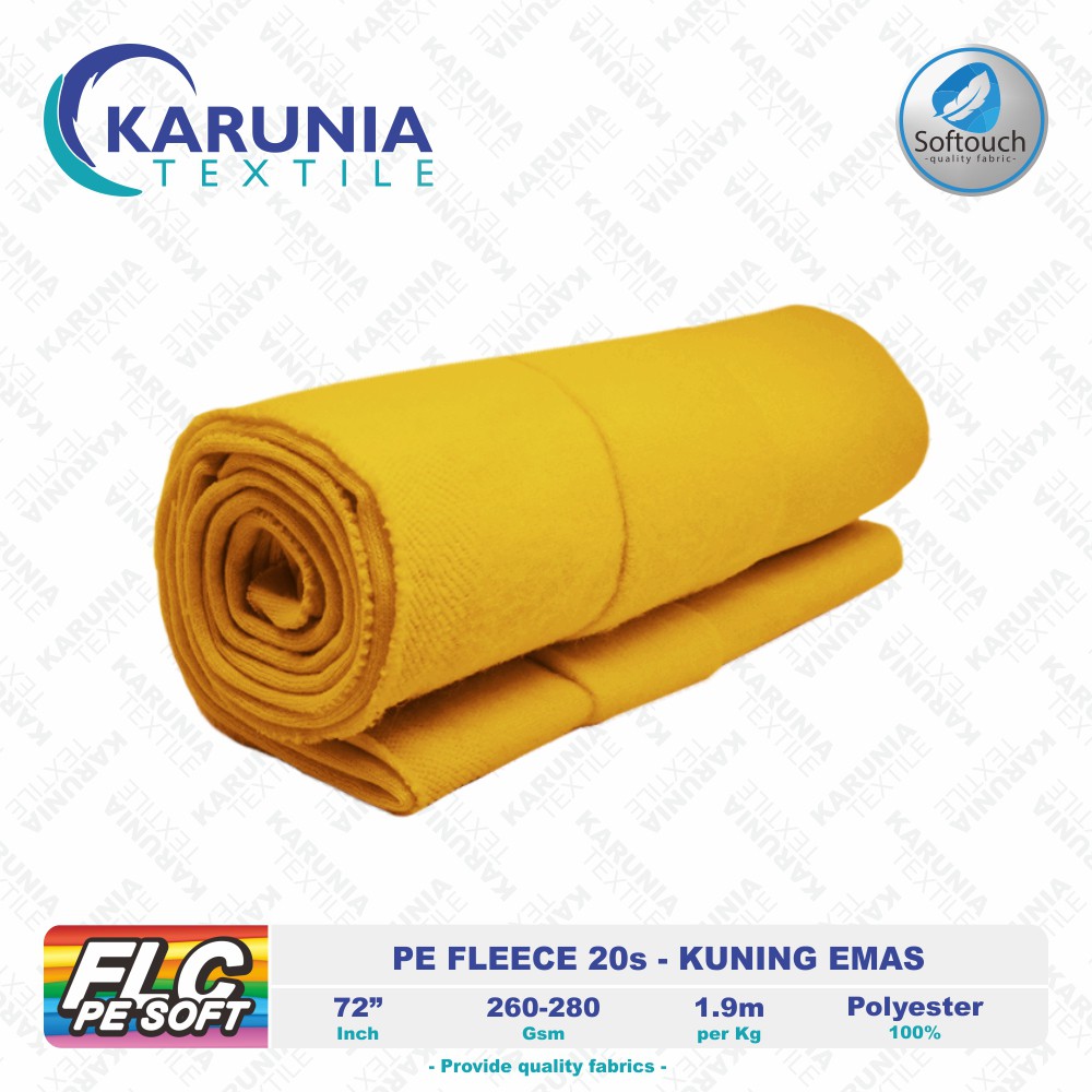 Kain PE Fleece 20s | Kuning Emas | Kain | bahan jaket | bahan kaos