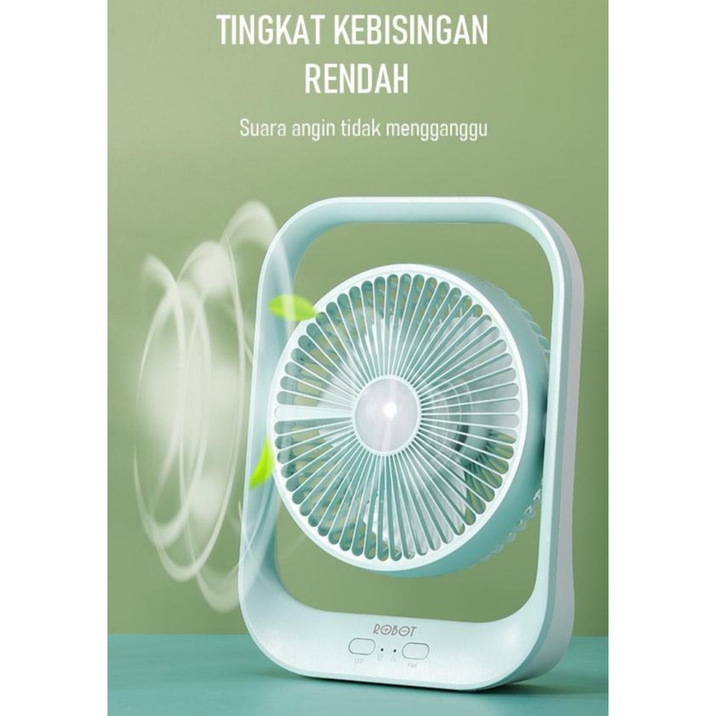 NA - Kipas Angin Portable 7in + Lampu Usb 4000mAh - Kipas Meja Usb bf13