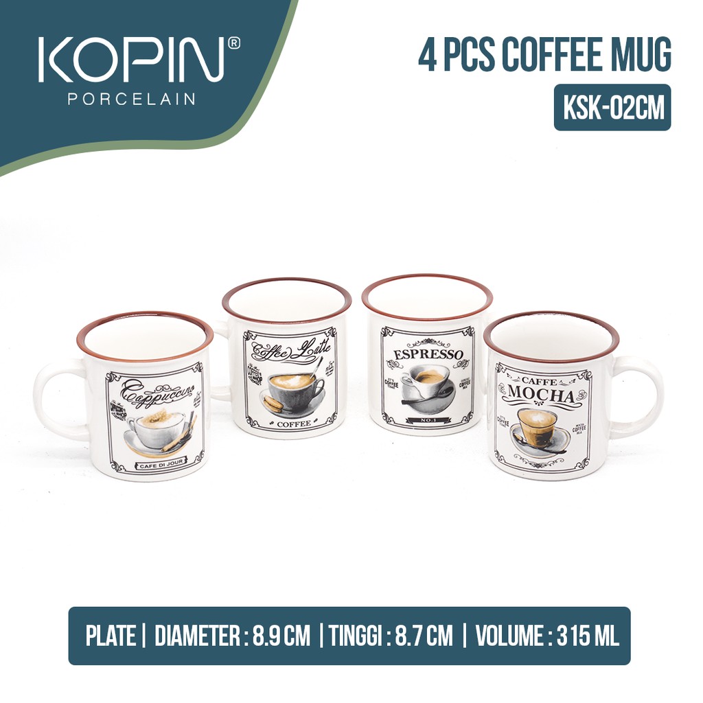 CANGKIR Mug Coffee Asst Set Porcelain 295ml | KOPIN