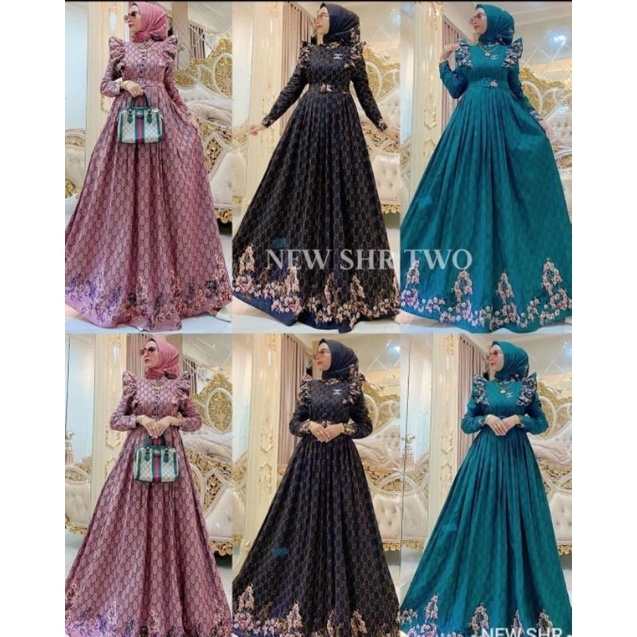 COD  NEW SHR ORI 100% DRESS MAXI KATUN PREMIUM PINK HITAM TOSCA BUSUI SYAHIRA PINK