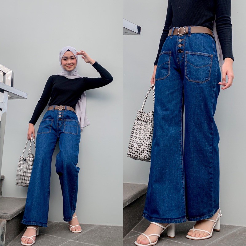 Kulot Jeans 5 Kancing / Kulot Jeans High Waist