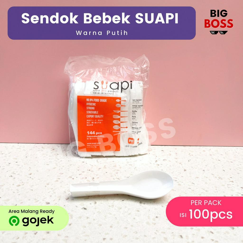 Sendok Bebek Plastik Putih Suapi Isi 144pcs / Sendok Makan Plastik Catering Nasi Box / Sendok Bebek Suapi / Sendok Soup