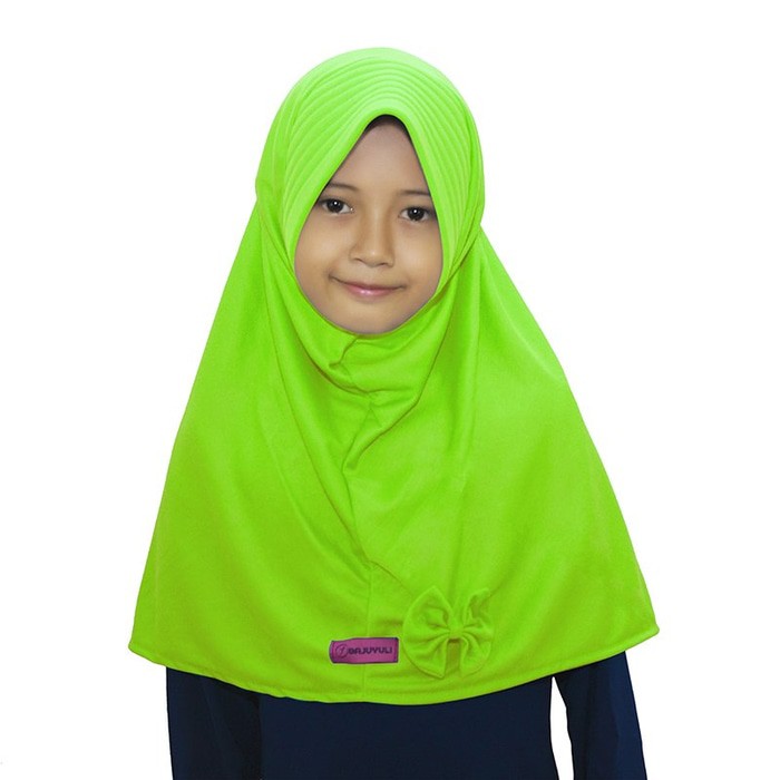 BAJUYULI - Jilbab Kerudung Anak Murah Polos Cantik Hijau Stabilo GZHS