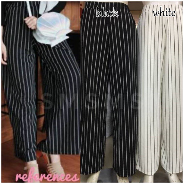 [COD] Celana Kulot Stripe Basic Celana Wanita