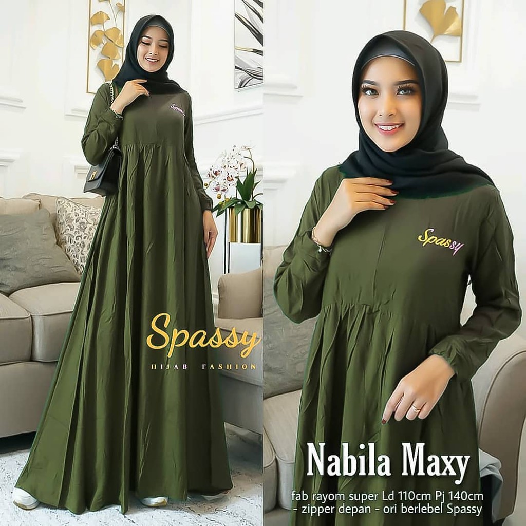 NABILA MAXY BL Baju Gamis Wanita Gamis Muslimah Katun Rayon Dress Muslim Wanita Elegant Terbaru 2020