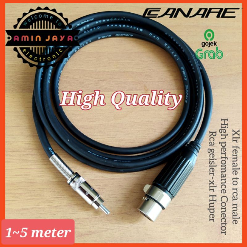 Kabel jack rca to xlr female high quality  panjang 1 sampai 5 meter