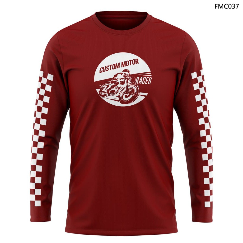 Baju Kaos Otomotif Pria Distro Motor Custom Racertess Lengan Panjang