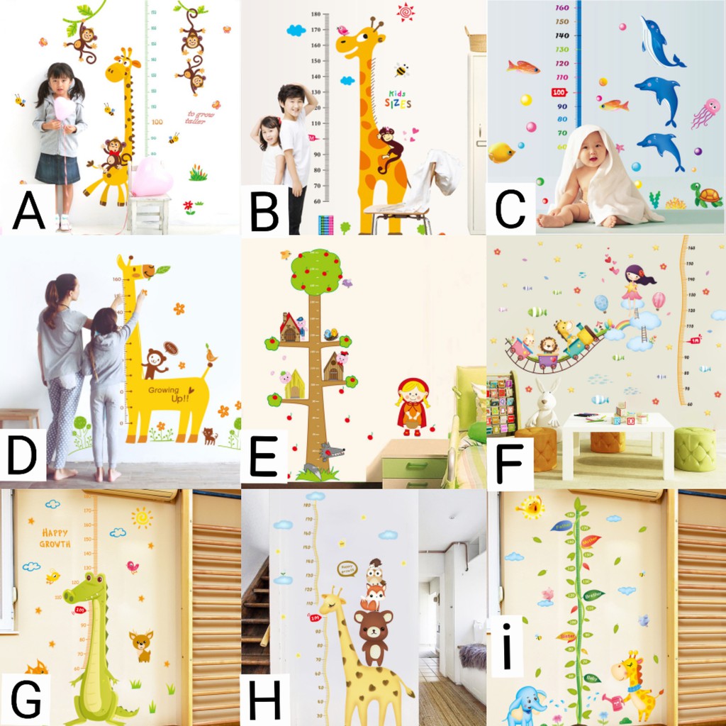 RELIZA Wall Sticker Pengukur Tinggi Badan Anak Animal Seri Baru Stiker Dinding LDR20