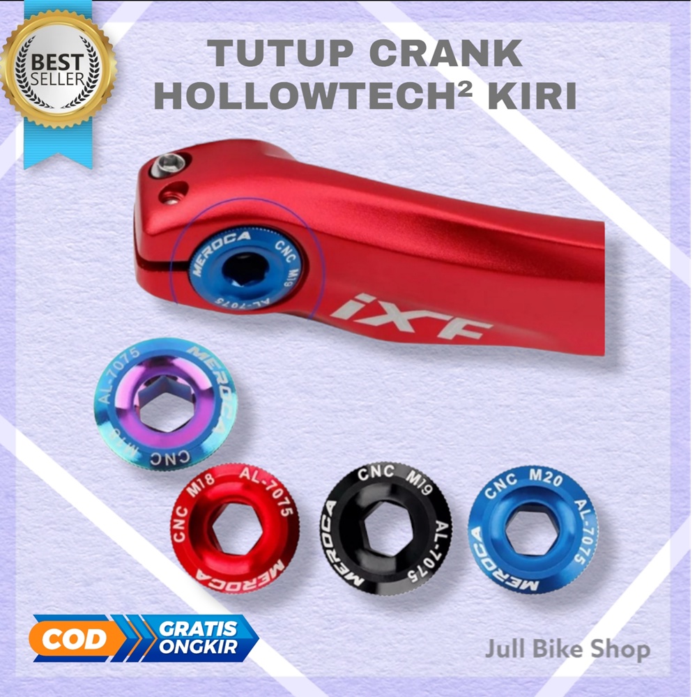 Tutup crank arm HT2 M18 M19 M20 hollowtech 2 baut kiri sepeda penutup meroca shimano litepro