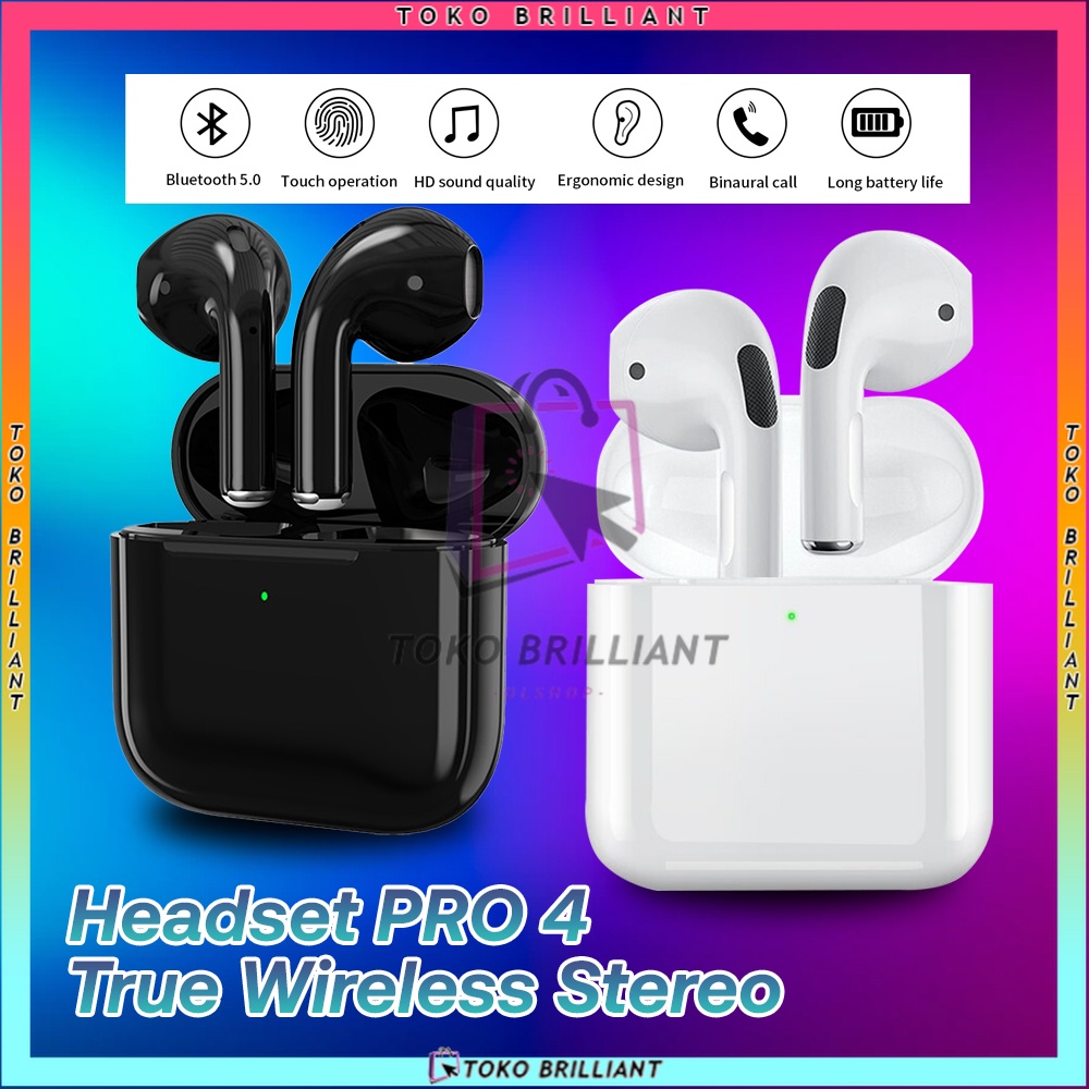 【COD】EARPHONE BLUETOOTH PRO4 TWS HANDSFREE WIRELES SUPER BASS