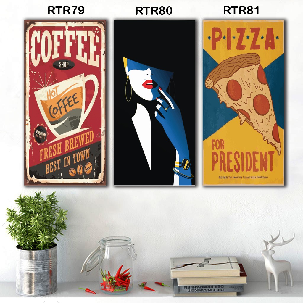 Dekosistem - Hiasan dinding kayu estetik pajangan Kamar Rumah Cafe Retro poster