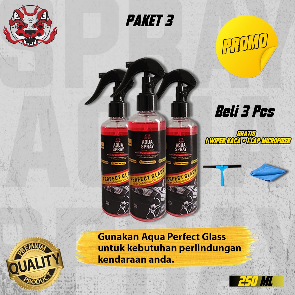 AQUA SPRAY - PERFECT GLASS PEMBERSIH JAMUR KACA MOBIL PAKET 3 BOTOL