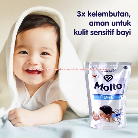 Molto Pure Pouch 650ml Soft and Gentle Molto Pelembut Untuk Baju Pakaian Bayi Anak Mollto Ultra Pure Kemasan Putih