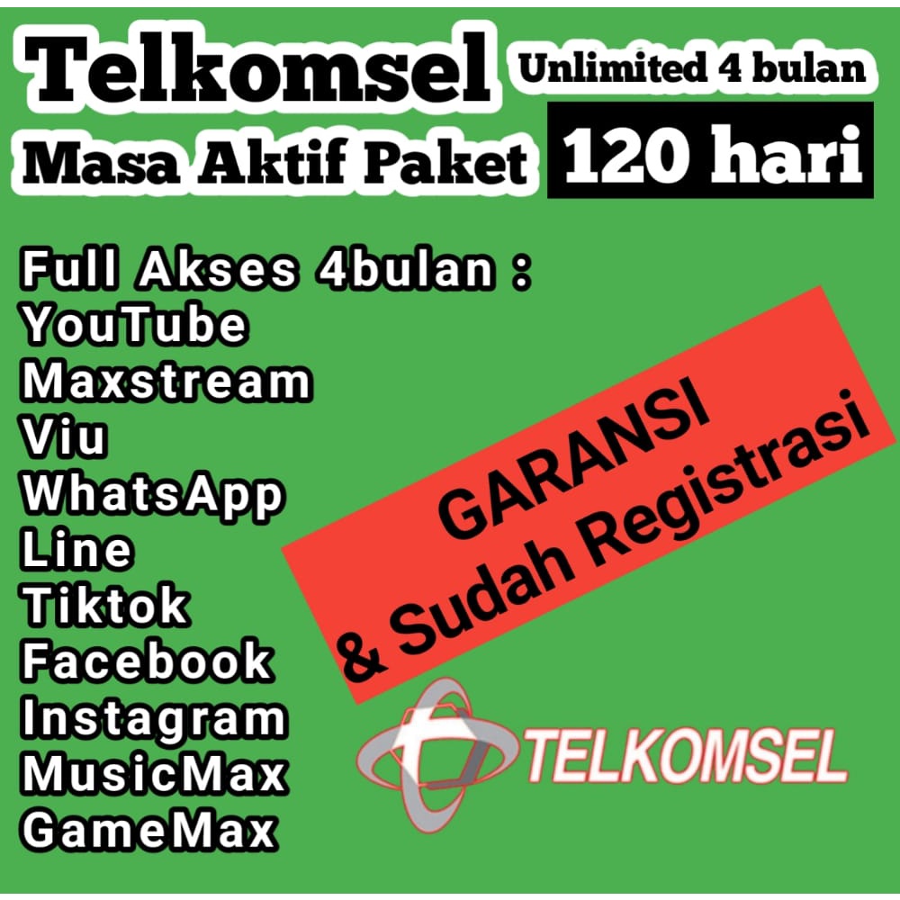 Kartu Perdana Extra Unlimited 4 Bulan Untuk Semua Lokasi paket data unlimited Telkomsel