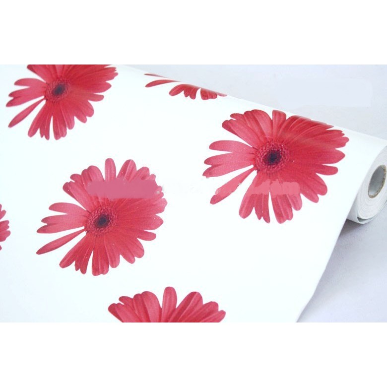 wallpaper sticker dinding termurah bagus berkualitas bunga merah besar