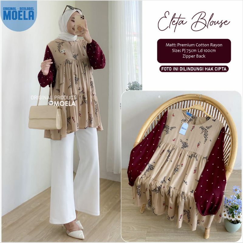 ELETA JIOLA KIKEN IMASI MIUTI NISLA OIRIS PIPRE BLOUSE BY MOELA BERLABEL | BAJU ATASAN BLOUSE WANITA JUMBO MOTIF BUNGA ABSTRAK CANTIK OOTD KEKINIAN TRENDY | LD 100-Eleta