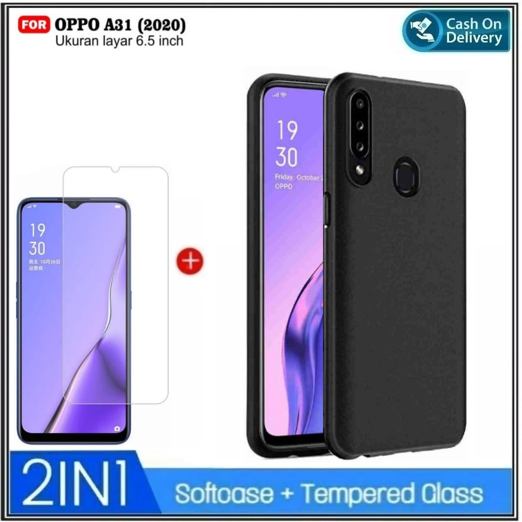 Soft Case Oppo A31 2020 Casing Cover Premium & Tempered Glass