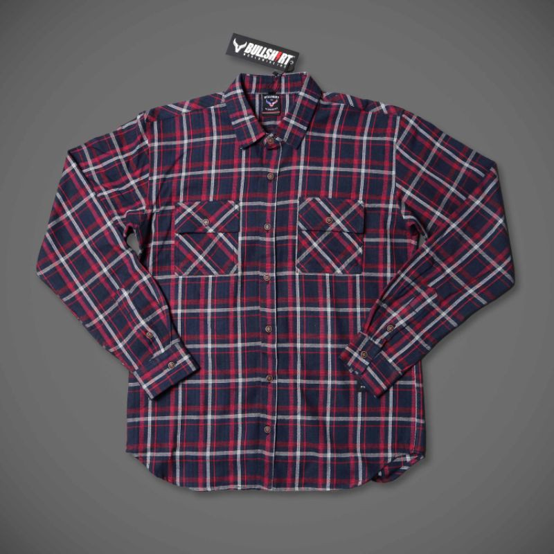 Kemeja Flanel Pria Wanita Kemeja Distro Kemeja Kasual Original Lokal Brand Bullshirt