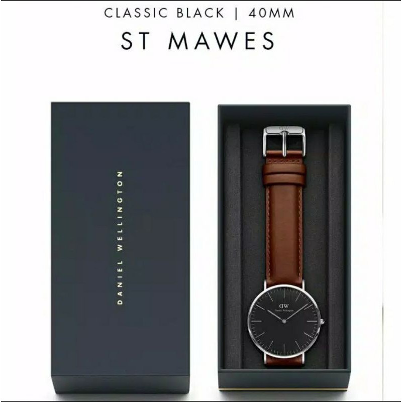 Terlaris (BISA COD) Jam Tangan Pria DW Kulit Super Premium Free Box Ori Dan Paper Bag-Coklat Silver Hitam