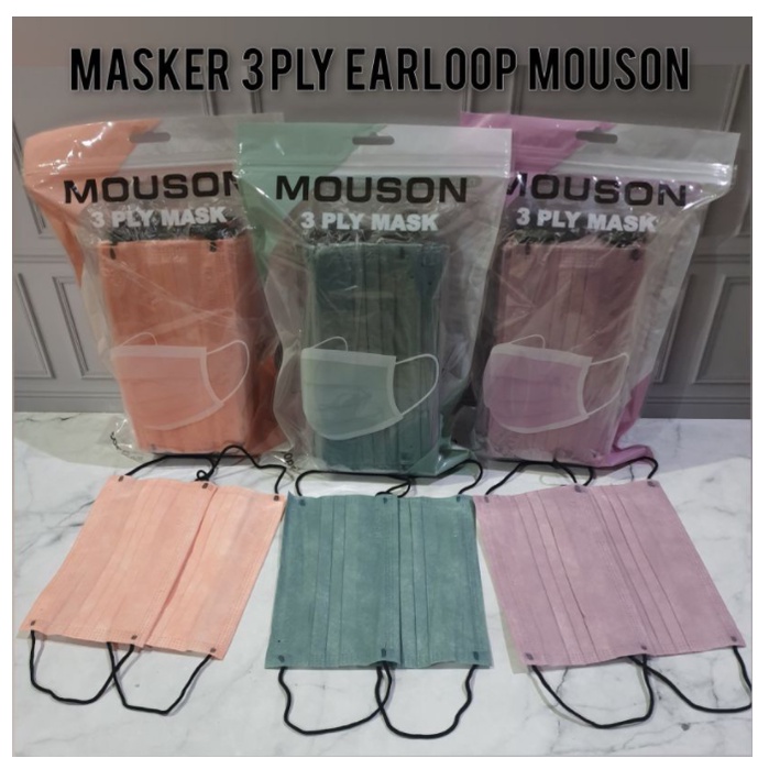 Masker Earloop 3 Ply isi 50 Pcs Warna Nude Disposable Face Mask