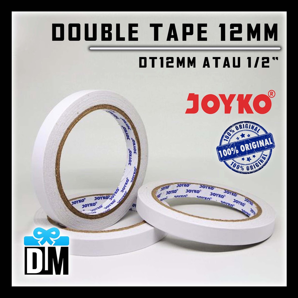 

Double Tape Joyko Ukuran Sedang 12mm 1/2 atau 0.5 inch DT12 Solasi Perekat Kuat 2 Sisi