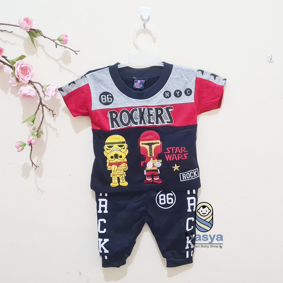 [SL-043] Setelan Baju Anak Laki-laki motif star wars (0-3 bulan)