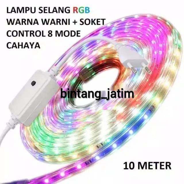 LAMPU LED STRIP SELANG WARNA WARNI  3528 2835 220V + ADAPTOR 9M METER 5050 OUTDOOR RGB