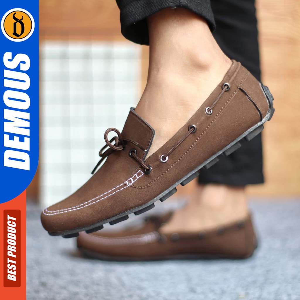 Sepatu Slip On Pria Sepatu Casual Pria Kulit Suede Kerja Kantor Kuliah Kondangan Sepatu Slop Pria Sepatu Hitam Pria DEMOUS SEBIT