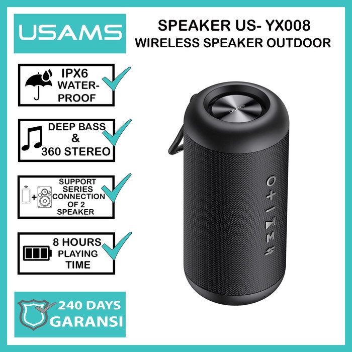 USAMS YX008 Speaker Bluetooth Portable Outdoor IPX6