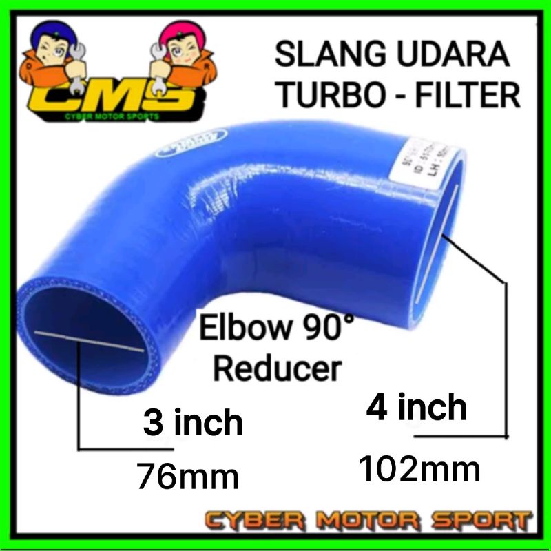 Selang Udara samco Elbow Reducer 76mm ke 102mm. 90 derajat. 3inch to 4inch selang turbo. intercooler
