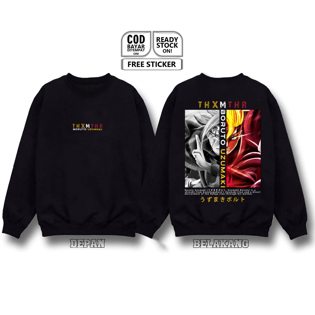 SWEATER BORUTO UZUMAKI NARUTO BAJU JEPANG ANIME MANGA UZUMAKI CLAN KONOHAGAKURE HYUGA SASUKE SARADA HIMAWARI MITSUKI JAPAN CULTURE COSPLAY SIGN CLOTH