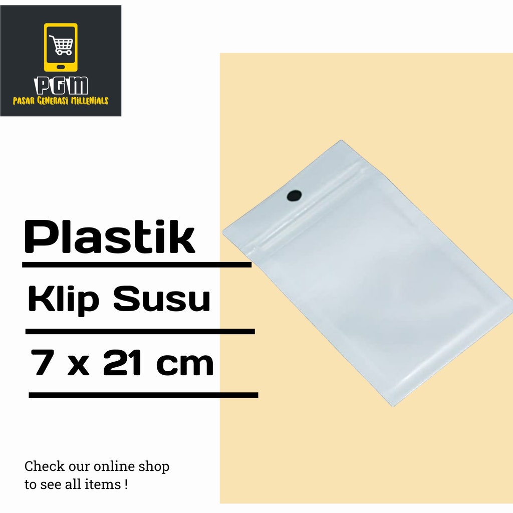 (PGM)Plastik Klip Susu 5X18 Cm Ziplock Putih Packing Plastic Clip Zipper Ukuran Panjang Cetik