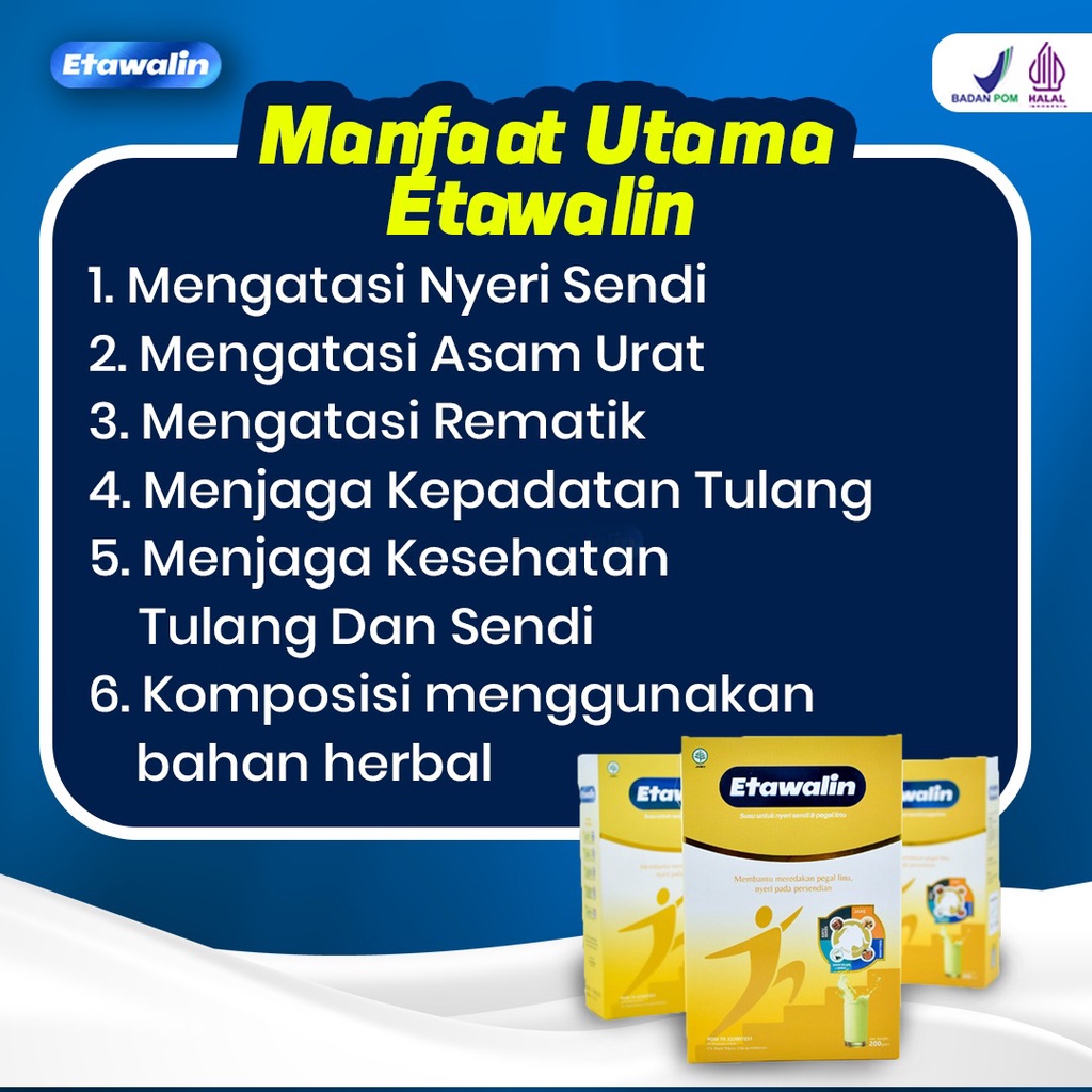 Paket 3 Box Susu Etawalin Original - Susu Etawa Bubuk Atasi Nyeri Pinggang Sendi Lutut Osteoarthritis Rematik Asam Urat Osteoporosis Aman Alami Halal BPOM