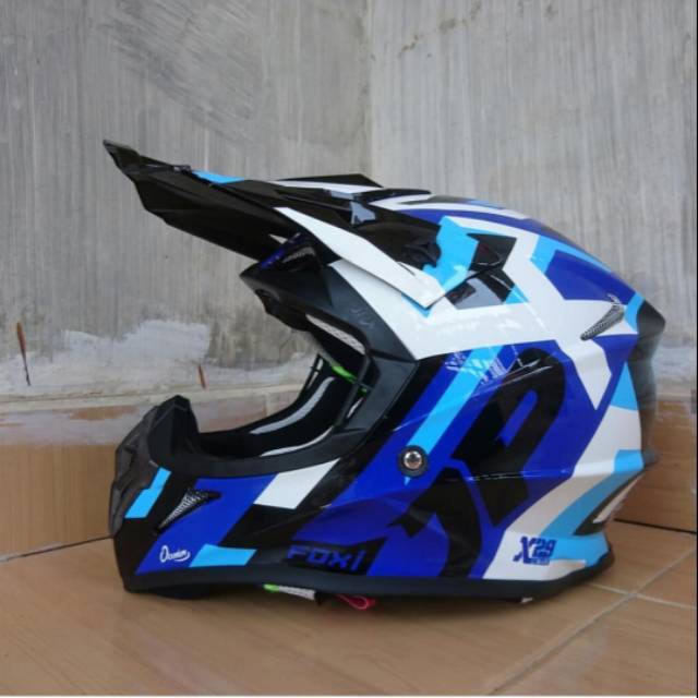 Helm jpx cross motif x29 blue (ongkir hanya 2 kg )