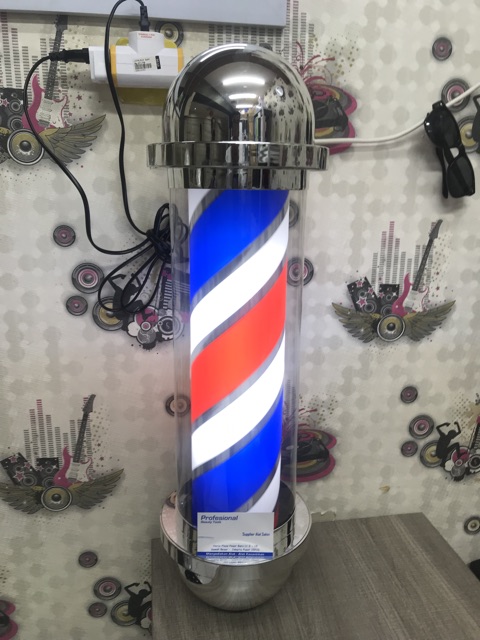 Lampu Barber 28inch Merah Putih Biru / Distance Silver Revolving Barber Pole