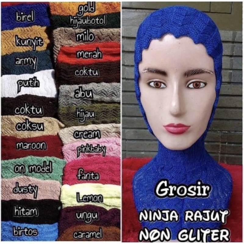 Inner rajut ninja model zig-zag/antem zigzag/hijab zig zag instan