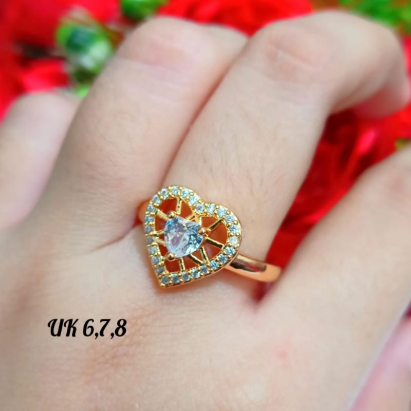 TITANIUM Set Dewasa permata love simple zircon, emas18k anti karat termurah berkualitas