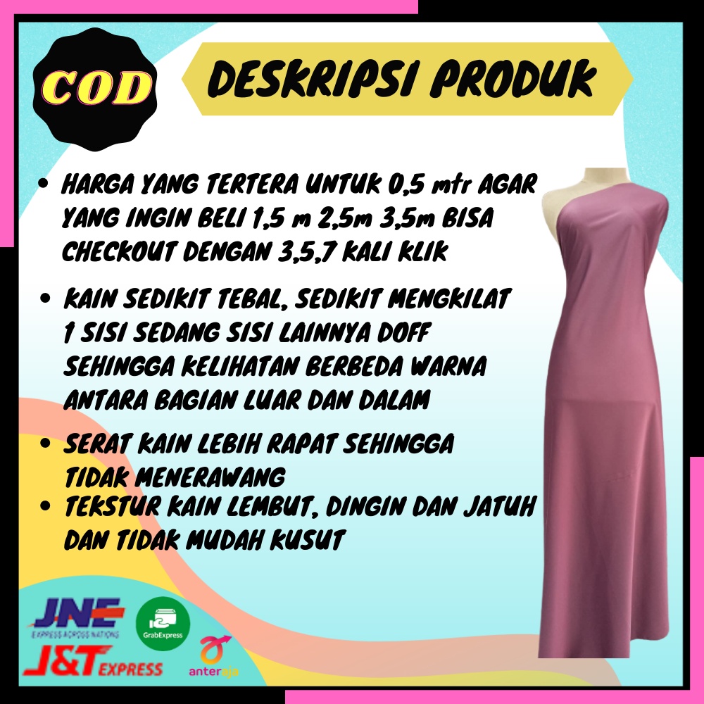 Bakal Bahan Sutra Kain Satin Saten Roberto Cavali Lux Premium Silk Gamis Blouse Hijab Jilbab Kerudung Phasmina Pasmina Polos Meteran Furing Puring Bridesmaid Braidsmaid Dress Baju Pesta Party Dress Original Murah Seragaman Suplier Arisan Wisuda