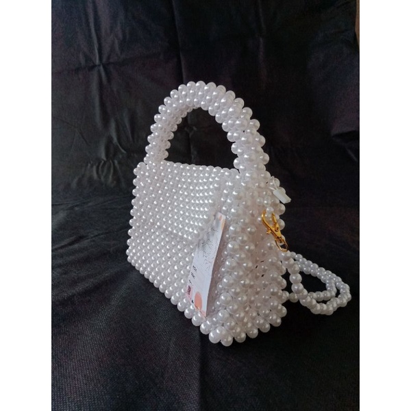 TAS MUTIARA MEDIUM SLING BAG TAS SELEMPANG TAS TANGAN HANDBAG MUTIARA PEARL BAG TAS MANIK MANIK PUTI